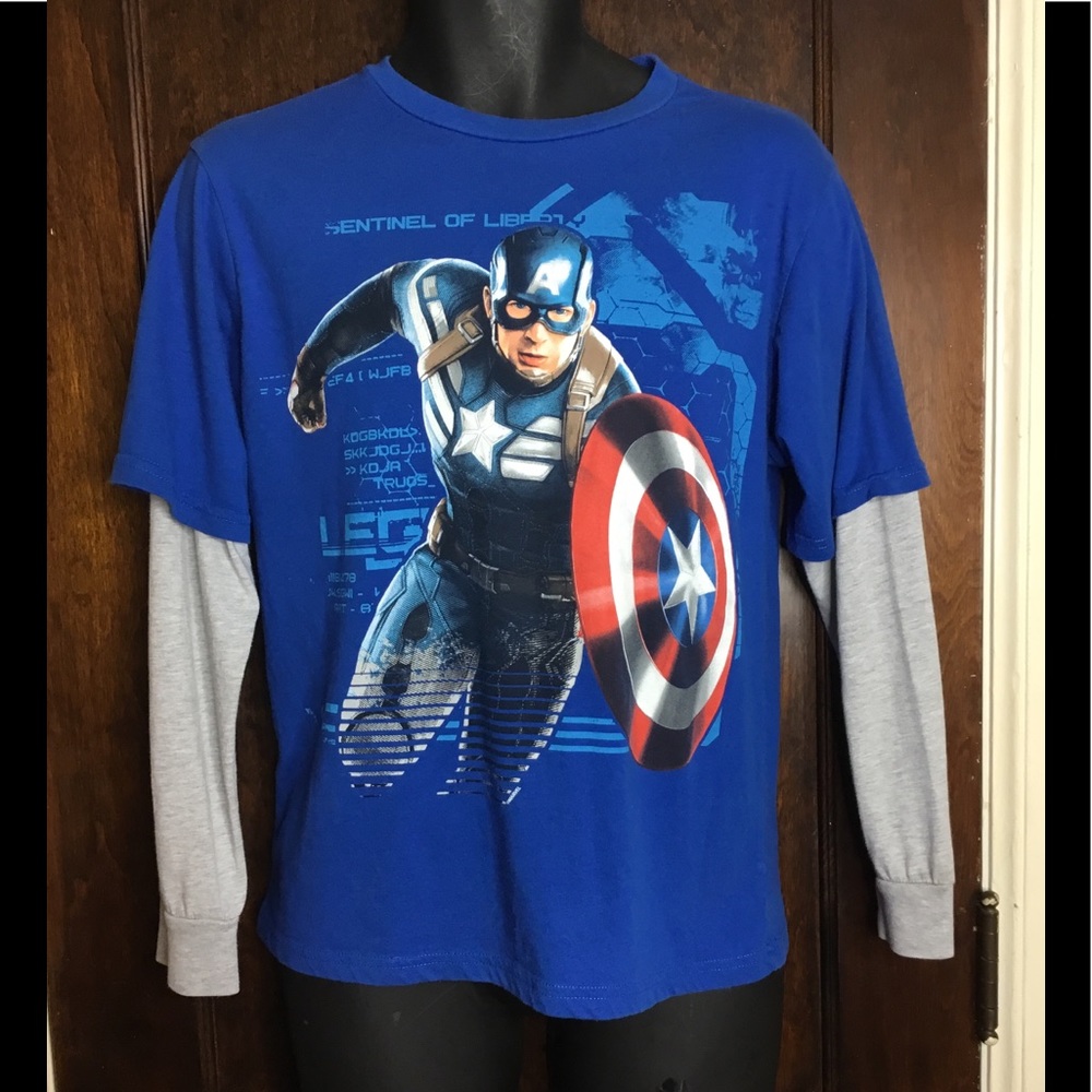 Captain America Youth Sz XXL 18 Mock Layer T-Shirt